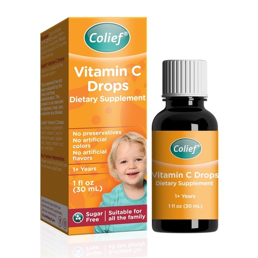 [BRSW2YL2AAJRU337] Colief Vitamin C Drops for Babies | Daily Immune Support for Infants Age +1 | Diary, Gluten and Preservative Free | Supports Development of Healthy Bones and Teeth | 600 Drops