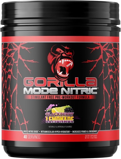 [BRSRA2QKC4FRU2D6] Gorilla Mind - Gorilla Mode Nitricrated Stimulant Free Pre-Workout - Best Tasting & Most Pro Stimulant Free Pre-Workout/Massive Pump