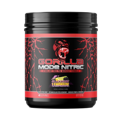 [BRSRA2QKC4FRU2D6] Gorilla Mode Nitric Upgraded Stimulant Free Pre-Workout – Best Tasting & Most Effective Stimulant Free Pre-Workout/Massive Pump · Vasodilation · Power / 780 Grams (BlackBerry Lemonade)