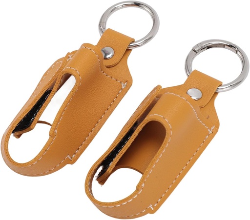 [BRSRAYYNCN6GKFD5] Generic Asthma Inhaler Holder, Inhaler Case Inhaler Carrying Holder Clasp Closure Safety Carabiner Clip 2pcs Portable PU Leather Inhaler Protective Holder (Turmeric)