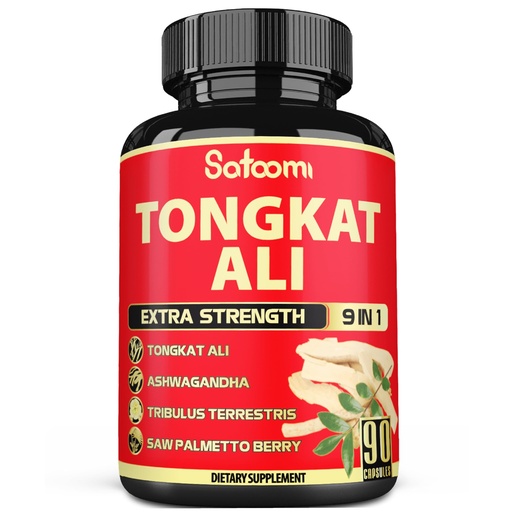 [BRSRAYI7BYBRAA32] Satoomi 9in1 Tongkat Ali Root Extract - Ashwagandha, Tribulus Terrestris - 90 Capsules for 3 Months - Support Strength, Energy & Healthy Immune
