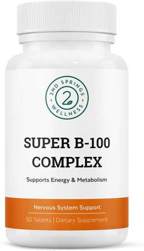 [BRSRAC34PIFR4CY4] Super B-100 Complex - High Potency B Vitamin Complex with B-6, B-12, Folate, Niacin, Biotin, Choline, Inositol and PABA for Energy, Metabolism, Brain and Nerve Support