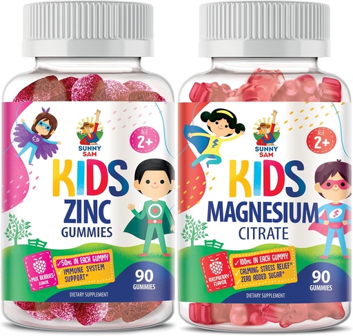 [BRSROC34B4DREDL3] SUNNY SAM Magnesium Gummies for Kids & Zinc Gummy for Immune Support - Powerful Natural Antioksidant None-GMO Suppplemen Anak-Anak Pria Dewasa.
