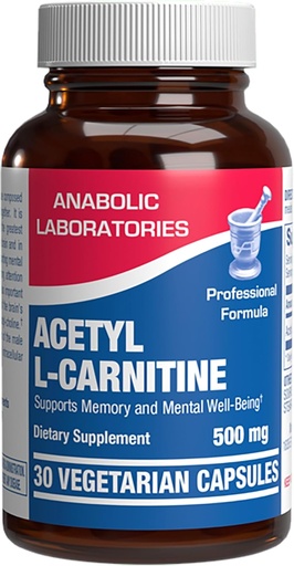 [BRSWIZL3OR5R4CTM] ALCAR Acetyl L-Carnitine 500mg - Supplemento di alta potenza L Carnitina per il supporto di memoria e messa a fuoco del cervello di Nerve - Non OGM vegetariano & Made in the USA in cGMP Facilities - 30 Serve