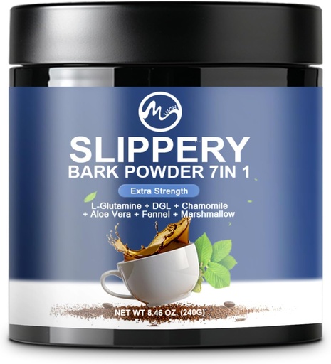 [BRSRAYAYDF5QAHT2] Slippery Elm, Organic Slippery Elm Bark Powder with L-Glutamine, DGL, Chamomile, Aloe Vera, Fennel, Marshmallow, Natural Herbs for Soothing Throat & Digestive Support, 40 Servings