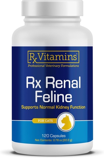 [BRSRAZA6CABB6FLV] Rx Vitamins Renal Feline - Cat Kidney Support with Milk Thistle for Cats - Anti Inflammatory for Cats - Boosts Cat Antioxidant Health & Cat Liver Support - Cat Immune Booster - 120 Capsules