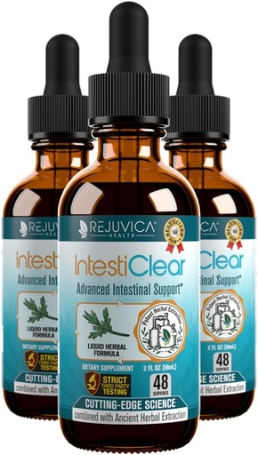 [BRSWGYATPMBB63QU] Rejuvica Health IntestiClear - Advanced Intestinal Cleanse Support for Humans - All-Herbal Liquid Formula for Fast Absorption - Bonus Liver Support - Wormwood, Black Walnut, Ginger and More