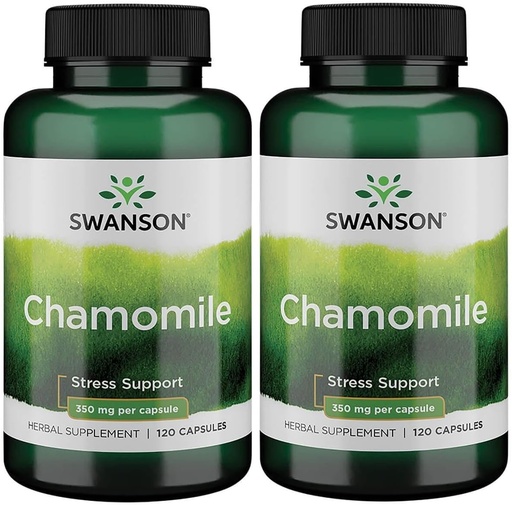 [BRSWGAAEOAMWOCIU] Swanson Chamomile Stress Support - Made with German Chamomile Flower - Herbal Supplement to Promote Stress, Relaxation and Sleep Support - Helps Easy Body and Mind - (120 Capsules), 2 Pack