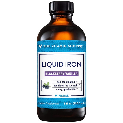 [BRSWGGD3BUCWKHQ2] The Vitamin Shoppe Liquid Iron - Easy Absorption BlackBerry Vanilla | Non-Constipating Energy | 16 oz | Gentle Formula