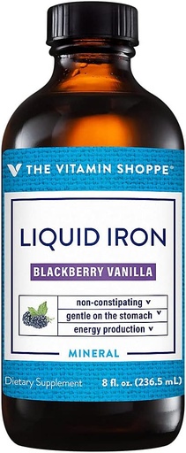[BRSWGGD3BUCWKHQ2] Witamina Shoppe Liquid Iron, BlackBerry Vanilla Aferred, Easy Absorbowane, Nie Constipting, Energia produkcji immunologicznego wsparcia (8 Płynne olejki płynne)