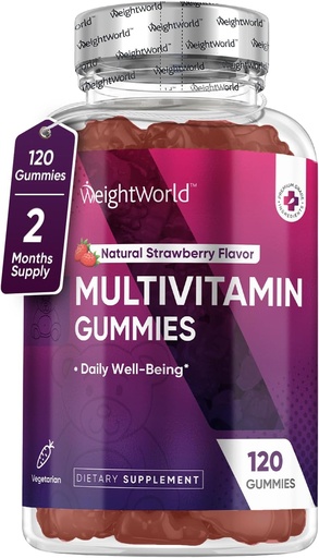VektWorld Adult Multivitamin Gummies - 120 menns Gummy Multivitaminer med næringsstoffer for daglig velvære - Vegetarisk kvinners gummy vitamin (2-måneders forsyning) - Ikke-GMO, Laktosefri og glutenfri