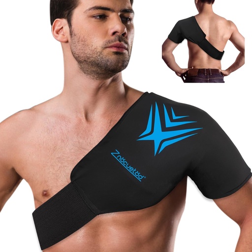[BRSROAABAUPROC3O] Shoulder Ice Pack Rotator Cuff Cold Therapy Flexible Reusable Gel Ice Cold Pack Compression Wrap for Injuries Pain Relief & Tendonitis, Recovery After Shoulder Surgery, Swelling(Black)