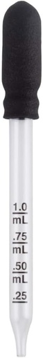 [BRSWIZLYCB6A23I3] EZY DOSE Kids Straight-Tip Ear and Eye Medicine Dropper For Liquid & Medicine, 1mL Capacity Calibrated Glass, Rubber Bulb, Deliver Correct Dose, Clear, BPA Free