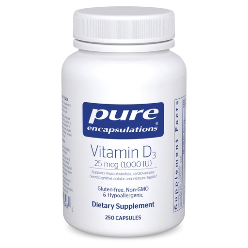 [BRSWIZYTOIBWIHD4] Pure Encapsulations Vitamin D3 25 mcg (1,000 IU) - Supplement to Support Bone, Joint, Breast, Heart, Colon & Immune Health* - with Premium Vitamin D - 250 Capsules