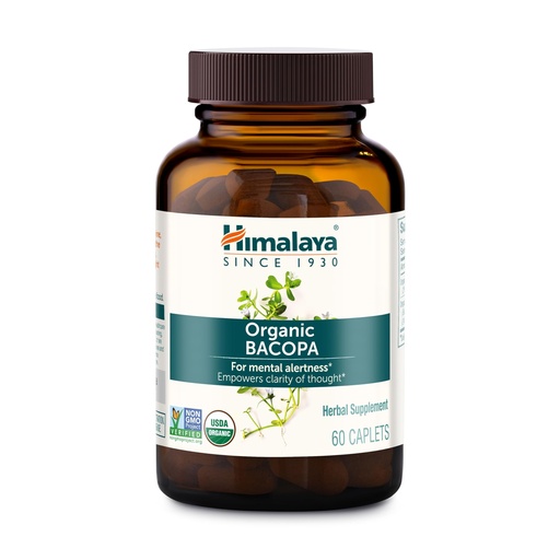 [BRSWIYT7BUJQIHTM] Himalaya Organic Bacopa Monnieri Nootropic Herbal Supplement, Supports Calm, Memory, Cognition, USDA Certified Organic, Non-GMO, 750 mg, 60 Plant-Based Caplets, 60 Day Supply