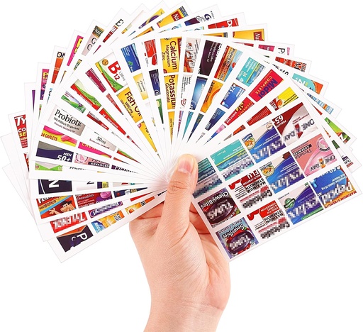 [BRSROCY2DIOR6H36] 482Pcs Medicine Stickers for Pill Organizers, Quality Travel Daily Medication Organizer Stickers of Brands, 47 Sheets Pill Box Lables Stickers…