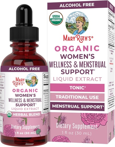 [BRSWYHAPBV7GAGY3] MaryRuth Organics USDA Organic Women's Wellness Liquid Herbal Supplements TEN Incluye Stinging Nettle, Raspberry Leaf, Eleuthero Root, Chaste Tree Berry TEN Menstrual Support ← Non-GMO, Vegan