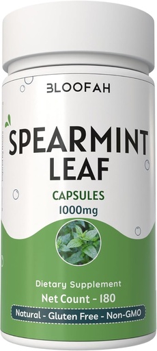 [BRSRAHAPAR7QI3D2] Spearmint Leaf Capsules 1000mg Powder | Natural Spearmint Leaf Powder (Mentha spicata) | Non-GMO, Gluten-Free Herbal Supplement for Wellness and Daily Use (180 Count (Pack of 1))