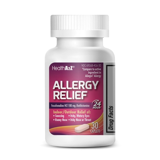 [BRSWYGIOCJ6Q22T7] HealthA2Z Fexofenadine Hydrochloride 180mg, Antihistamine for Allergy Relief, 24-Hour Antihistamine for Allergy Relief (30 Count (Pack of 1))