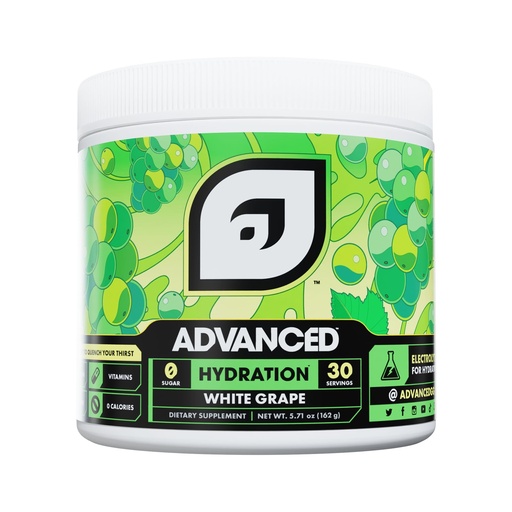 [BRSRAHADOVYRSYDF] Advanced Hydration High-Performance Electrolyte Drink Mix with B Vitamins for All-Day Hydration - Caffeine Free, Zero Calories, Sugar Free, & Keto Friendly - (30 Servings, White Grape)