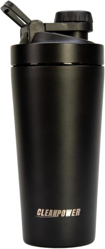 [BRSROCQNOIHROC34] CleanPower Stainless Steel Shaker Bottle | Perfect for Protein Shakes, Pre-Workout, Smoothies, Coffee, etc. | Odor-Resistant | BPA Free Lid (Matte Black)