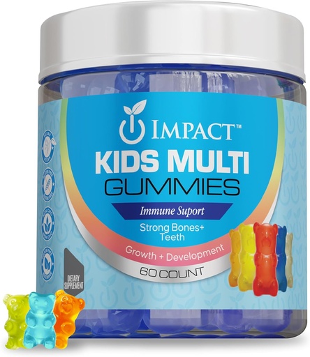 [BRSROAQCBACRM23F] Impact Kids Multi Gummies - 60 Count Sugar Free Powerful Blend of Vitamins & Nutrients, Non-GMO, Vegan & Health Well-Being Kids Multivitamin