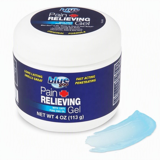 [BRSWIYQFCEFQ2AAV] Blue Goo Pain Relieving Gel – Relief for Back, Neck, Muscle and Joint Pain, Fast-Acting Cooling and Soothing Relief with 100% Pure Emu Oil, 4 oz (1 Pack)