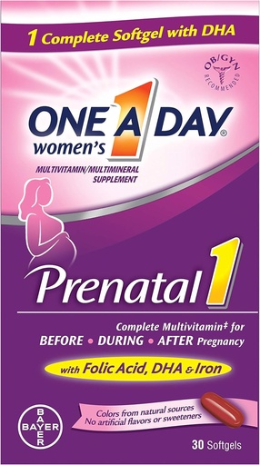[BRSWKGYIBICAGDDU] One-A-Day Prenatal 1 with DHA & Folic Acid Softgels, 30 ea (Pack of 6)