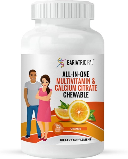 [BRSRMYYOBYCR62AU] BariatricPal "ALL-IN-ONE" Chewable Multivitamin with Calcium Citrate & Iron - Orange (CLEARANCE: Best by June 30, 2025)