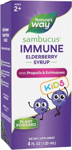 [BRSWIYQ7CAHQIYLE] Nature's Way Sambucus Elderberry Immune Syrup for Kids Ages 2+, with Echinacea & Propolis, Immune Support Syrup*, Vegetarian, Berry Flavored, 4 Fl Oz