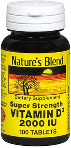 [BRSWGZQHPINWAD3B] Nature's Blend Vitamin D3 2000 IU Super Strength - 100 Tablets, Pack of 3