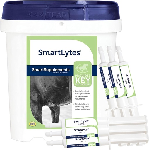 [BRSRAADQORYA2GTZ] SmartEquine SmartLytes Horse Electrolyte Powder Supplement & SmartLytes Paste Horse Electrolyte Paste 6 Tubes Bundle, Encourages Hydration, Replenishes Electrolytes, No Added Sugar
