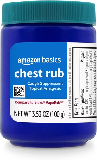 [BRSWGHDRO4NBMG36] Basics Chest Rub Cough Supressant și Topic Analgesic Ointment, 3.53 Ounce