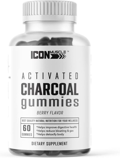 [BRSRMYAZBMPW2FLU] Charcoal Gummies | Activated Charcoal | Natural Detoxification | Alleviates Gas & Bloat | Vegan | 60 Count