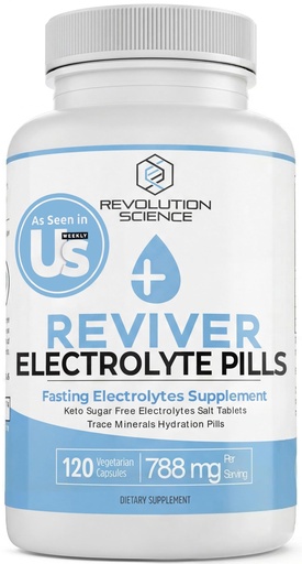 [BRSWKFDQAIOBWEY7] REVIVER Superior Absorption Electrolyte Pills - Salt Tablets for Runners & Fasting Electrolytes Supplement, Sugar-Free Salt Pills for Hydration, Cramp Defense, Keto Support 120, Electrolyte Capsules