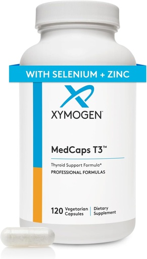 [BRSWIYIPBR7GG3Q7] XYMOGEN MedCaps T3 - Thyroid Support Formula with Vitamins + Herbs - Selenium, Zinc, Vitamin E + C, Ashwagandha, Guggul Extract, and Iodine Supplement (120 Capsules)