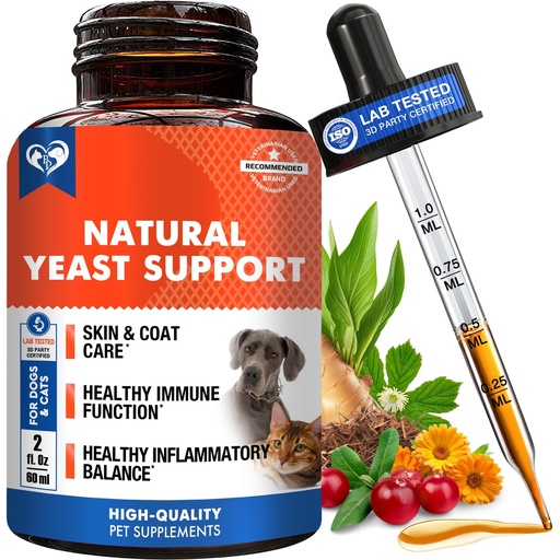 [BRSROATRAR7BM2TG] Natural Cats & Dogs Yeast Infection Anti Itch Treatment - Itchy Ears, Skin & Allergy Symptoms Relief - Reduces Inflammation & Relieves Irritation - Herbal Medicine Supplement Drops