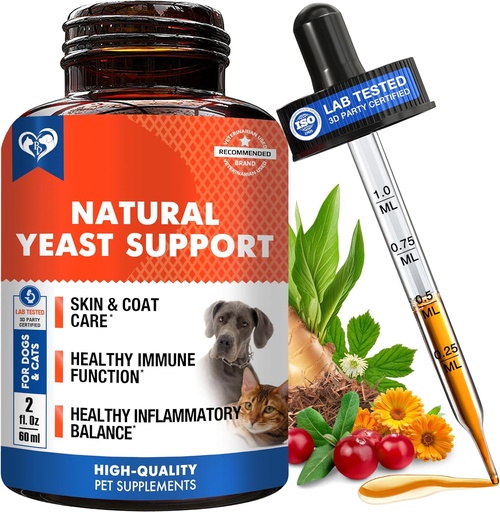 [BRSROATRAR7BM2TG] Natural Cats ' Dogs Yeast Infection Anti Itch Treatment - Itchy Ears, Skin ' Allergy Symptoms Relief - Reduces Inflammation " Relieves Irritation - Herbal Medicine supplement drops