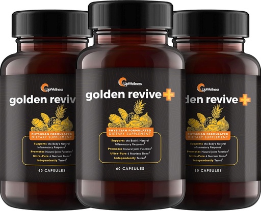 [BRSW2ZI2OEPWAETF] UpWellness Golden Revive + Joint Support Supplement Featuring Turmeric with Black Pepper, Quercetin, and Magnesium- Turmeric Boswellia Supplement - 6 Active Ingredients - 60 Capsules, 3 Pack