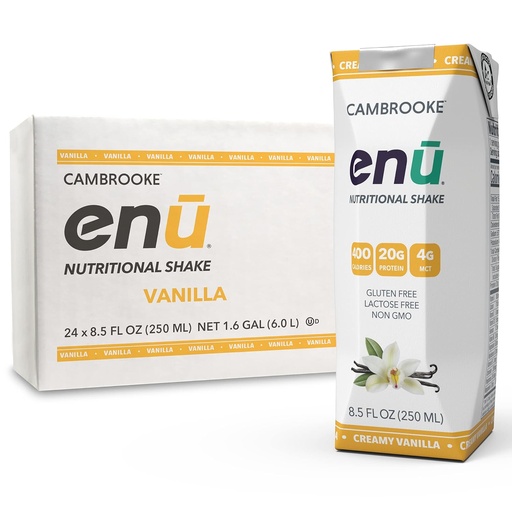 [BRSW2BIZAQAWCCDG] ENU Nutrition Shakes - 20g Protein | 400 Calories - Meal Replacement for Weight Gain (Vanilla, Pack of 24)