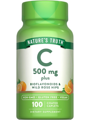 [BRSWICT4DEOBYF3A] Nature's Truth Vitamin C with Rose Hips and Bioflavonoids | 500mg | 100 Caplets | Vegan, Non-GMO & Gluten Free