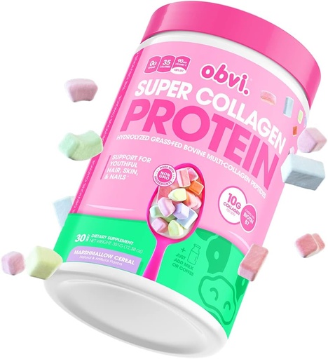[BRSWYBT7CN6BOGTA] Peptides Obvi Collagen, Pólvora Proteína, Keto, Gluten y Lácteos Libres, Péptidos de Collagen Hidrolyzed Grass-Fed, Soporta Salud Gut, Cabello Saludable, Piel, Aves (30 Servings) (Marshmallow Cereal)