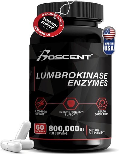 [BRSROYY7O5YRUCTO] Lumbrokinase Supplement 40mg (60 Capsules) - Maximum Activity-800,000 UI - Pure Lumbrokinase Enzymes Digestive enzymes, Better Than serrapeptase Nattokinase Supplement, Lab Tested, Non GMO