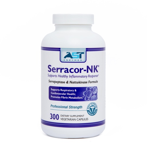 [BRSWIEY7CIFAADQ5] Serracor-NK – 300 Vegetarian Capsules – Circulatory and Respiratory Support – Natural Systemic Enzymes Formula – Contains Acid-Resistant Serrapeptase & Acid-Resistant Nattokinase