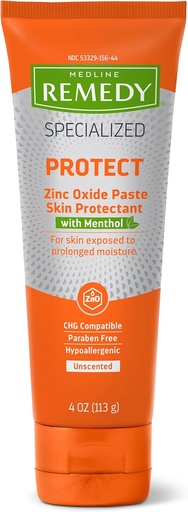 [BRSWGHAKOR5B6A3J] Medline Remedy Specialized Zinc Oxide Paste with Menthol (4 oz Tube), Unscented, Calamine, Incontinence Care, Diaper Rash, Wetness Protection, Hypoallergenic, Paraben Free, Adults, Soothing