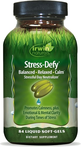[BRSRMBQ5CR4AA2TA] Irwin Naturals Stress-Defy - 84 Liquid Softgels - Calmness & Relaxation - Rhodiola & L-Theanine과 함께하십시오.
