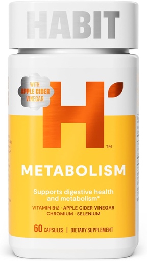 [BRSRAYL4OYCAOH3D] Habit Metabolism Supplement (60 Capsules) - Supports Digestive Health & Metabolism, Vitamin B12, Selenium, Chromium, Apple Cider Vinegar, Vegan, Non-GMO (1 Pack)