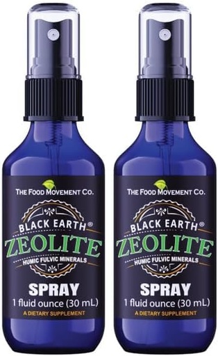 [BRSROCARB4CQGFLZ] Black Earth Zeolite with Humic Fulvic Acids, Trace Minerals, for Adults and Kids Supports Gut Health, Immune Support, Digestion and Elimination and More 1oz Liquid Pump Spray Supplement (2 Pack)