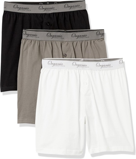 [BRSWGC3RBAPAODI4] Organic Signatures Men's Boxers 100% Organic Cotton, Soft Boxers for Men, 3-Pack