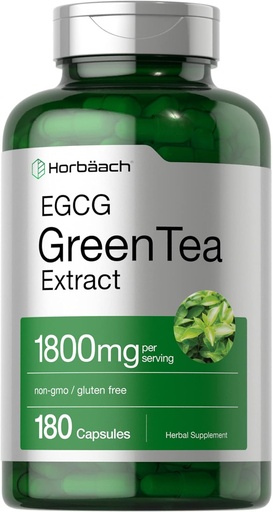 [BRSWGCDQCN7AIAIZ] Horbäach EGCG Green Tea Extract Pills | 180 Capsules | Max Potency | Non-GMO & Gluten Free Supplement
